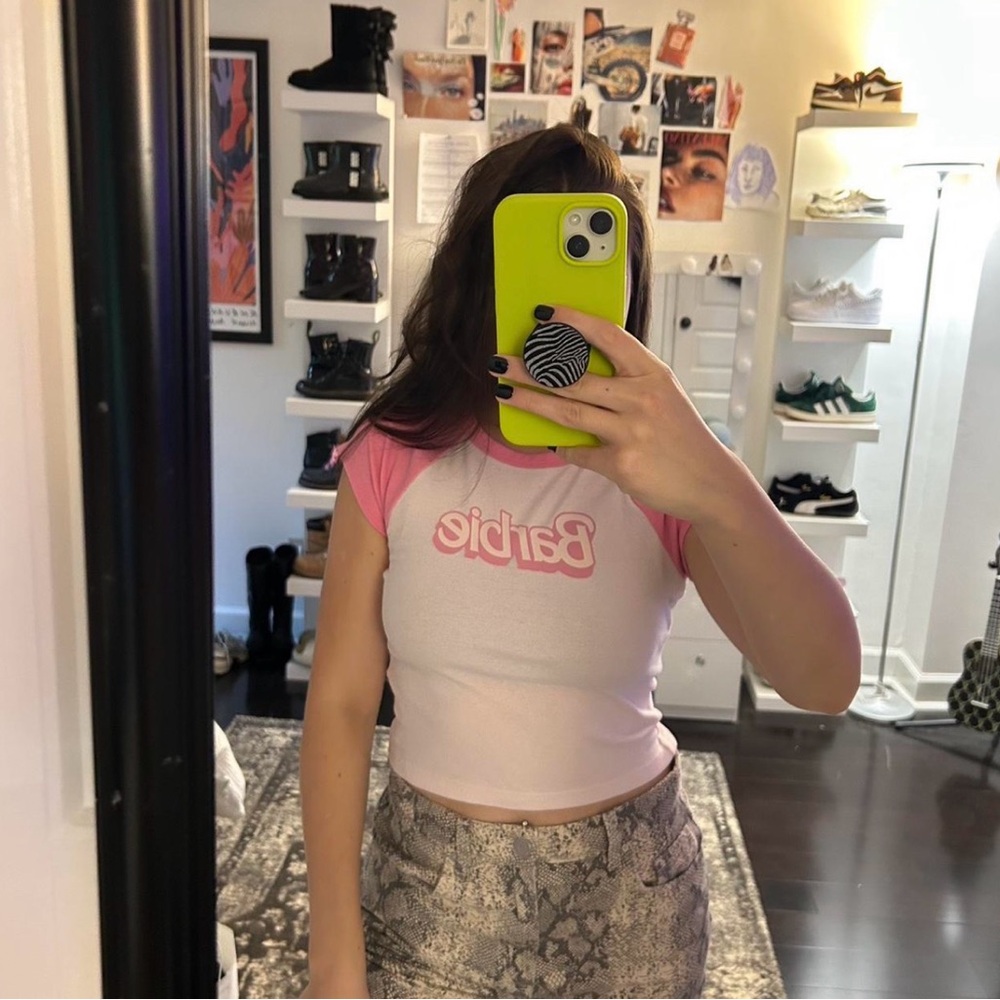 Barbie Pink and White Crop Top